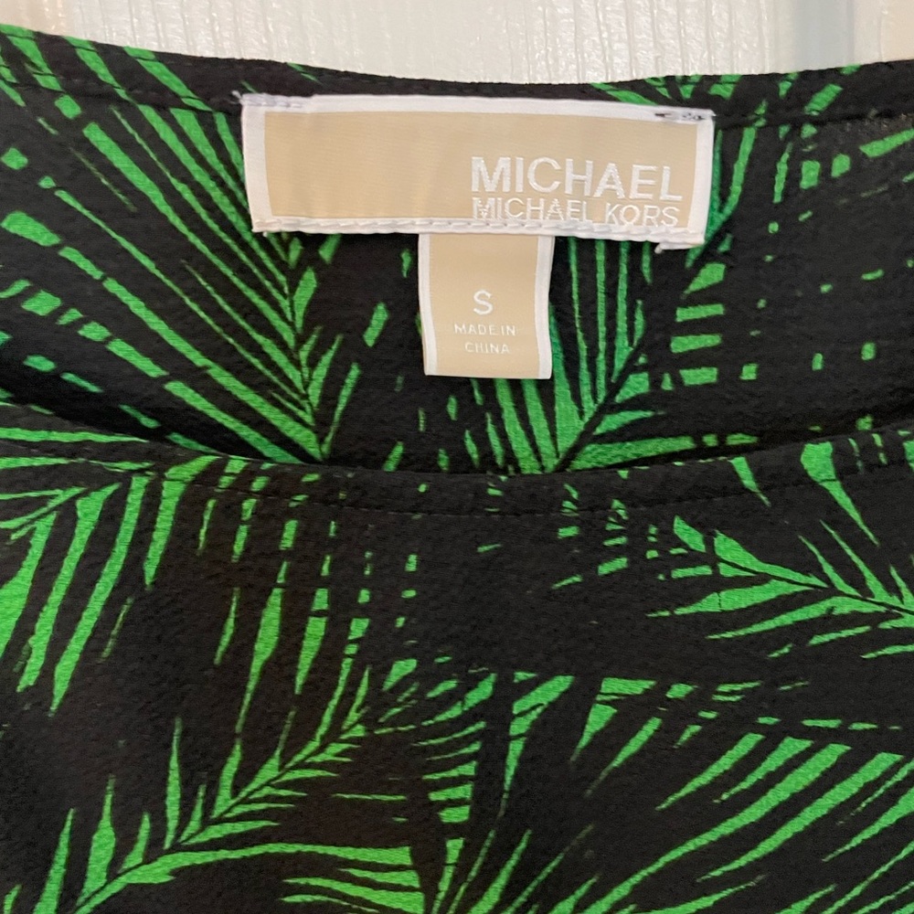 Michael Kors small tropical palms top green black EUC - Picture 2 of 8